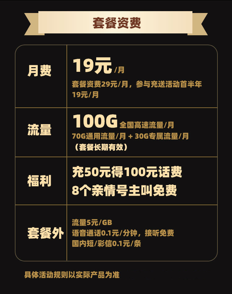 腾讯大王卡推出限定版优惠活动，半年月租19元包含100G全国高速流量